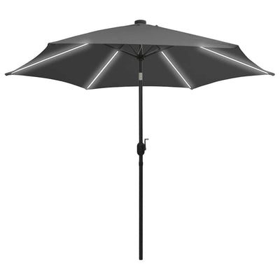 Vidaxl parasol avec éclairage LED et poteau en aluminium 300 cm anthracite