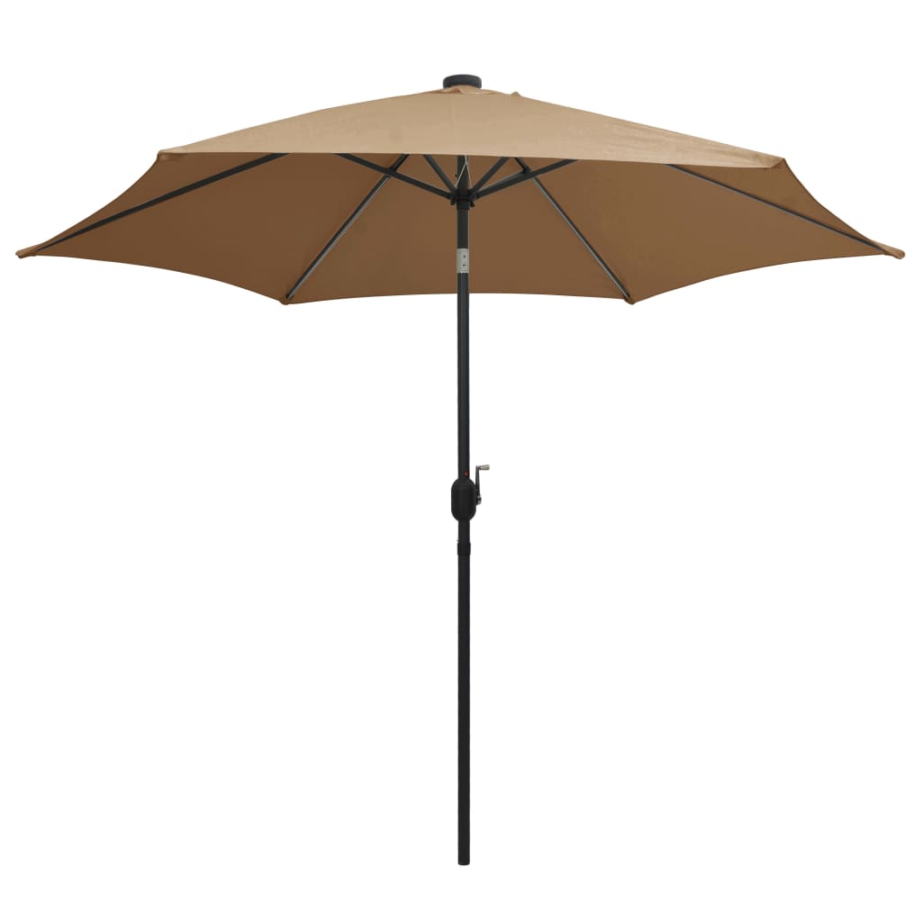 Parasol vidaxl avec éclairage LED et poteau en aluminium 300 cm taupe