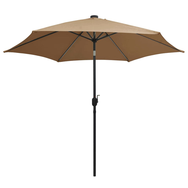 Parasol vidaxl avec éclairage LED et poteau en aluminium 300 cm taupe