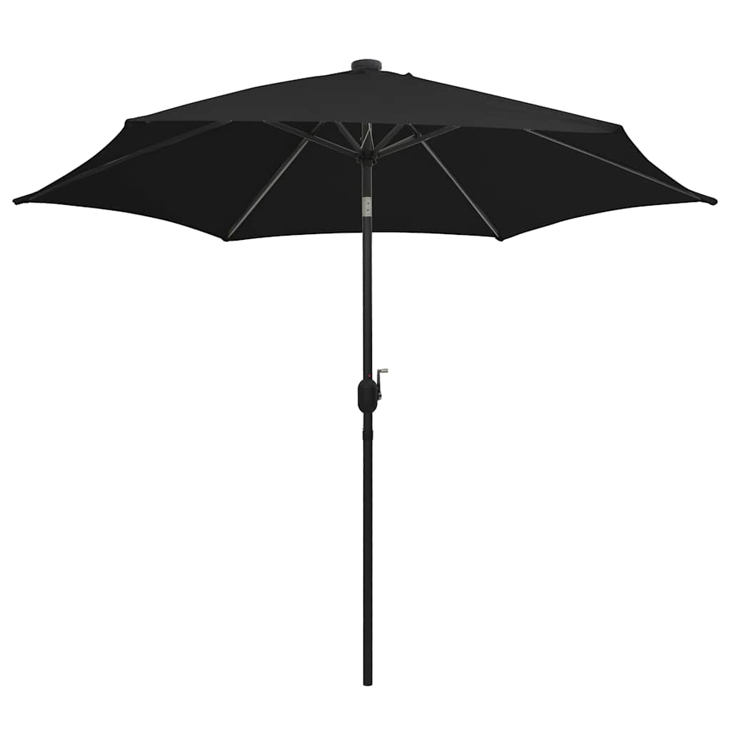 Parasol vidaxl avec éclairage LED et poteau en aluminium 300 cm noir