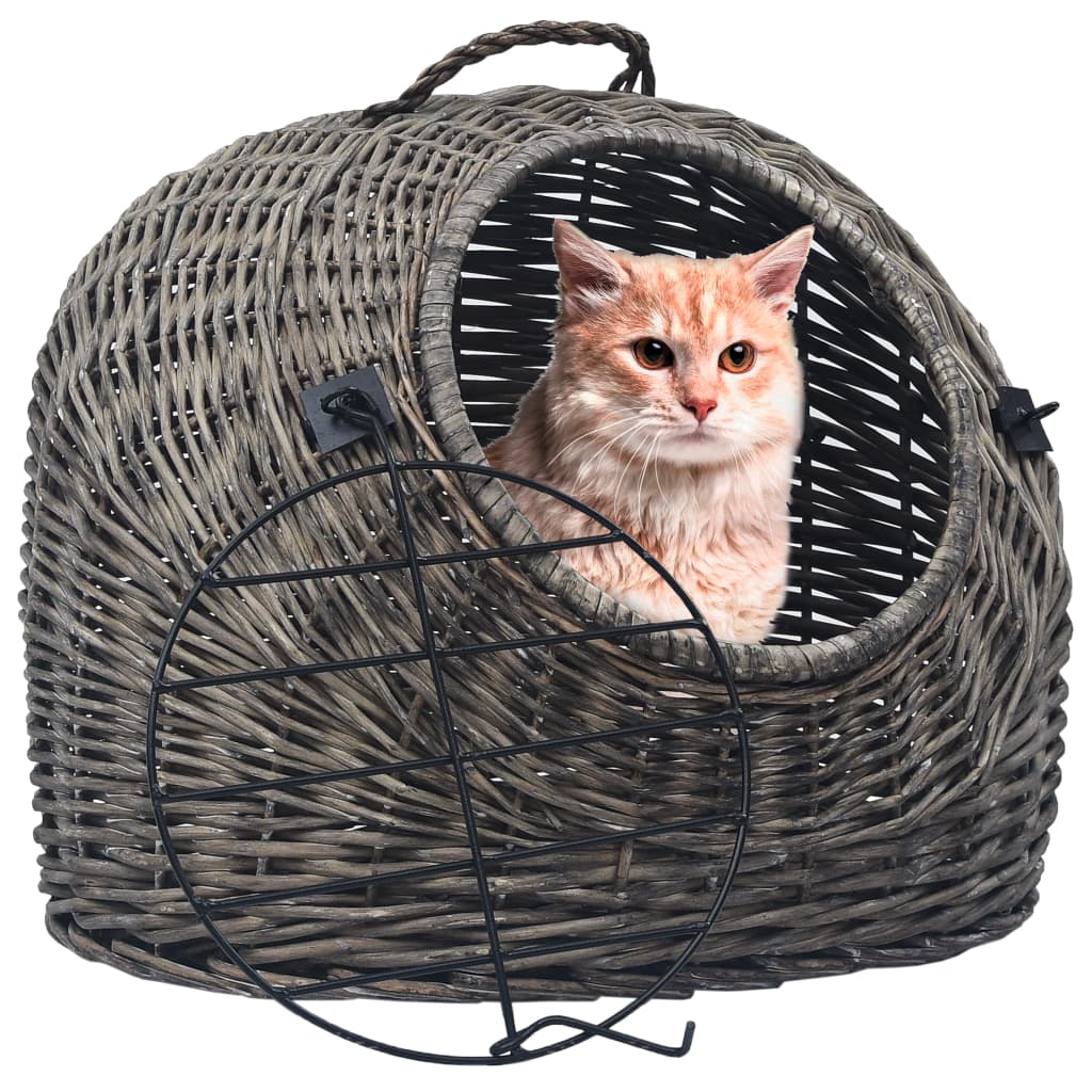 Vidaxl Cat Carrier 50x42x40 cm en bois de saule naturel gris
