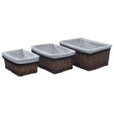 Vidaxl en 3 parties Panier ensemble Willows empilables Brown - afbeelding 1