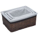Vidaxl en 3 parties Panier ensemble Willows empilables Brown - afbeelding 2