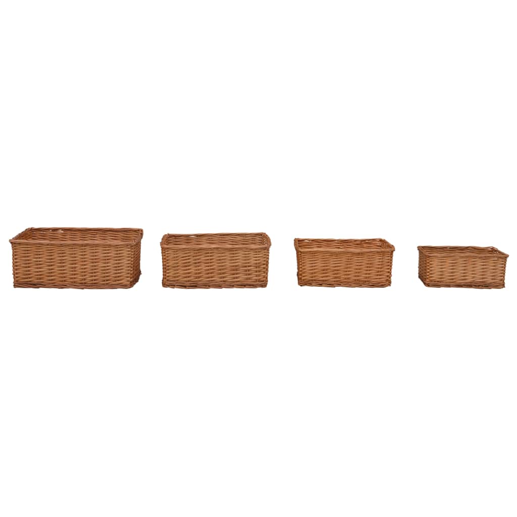 Vidaxl ensemble de paniers 4 pièces empilables saule marron