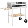 Vidaxl TrolleybarBecue avec 2 étagères charbon de bois xxl en acier inoxydable