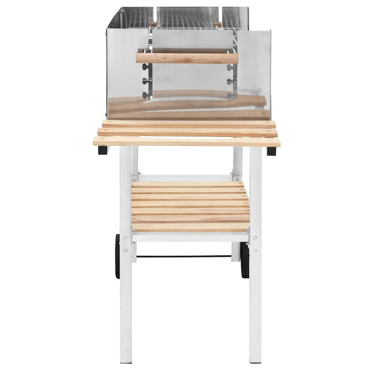 Vidaxl TrolleybarBecue avec 2 étagères charbon de bois xxl en acier inoxydable