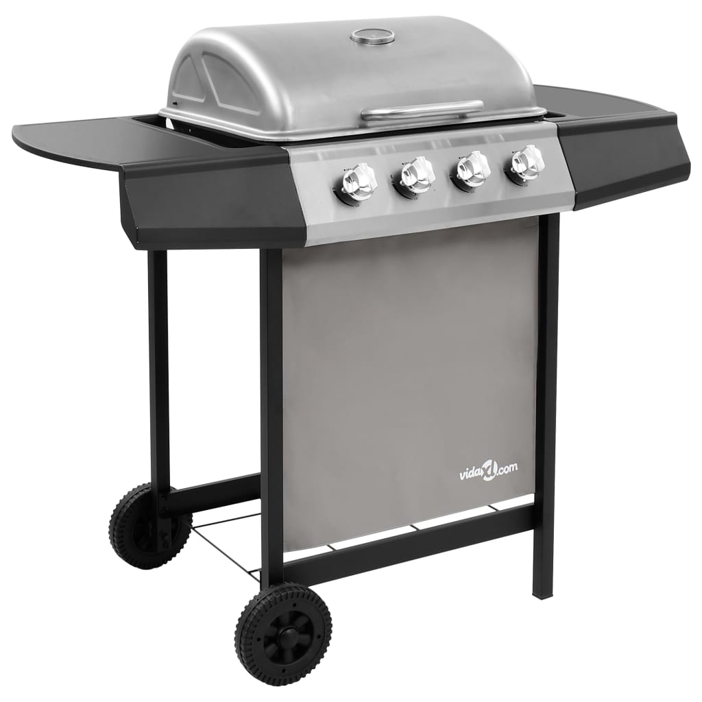 Vidaxl GasbarBecue avec 4 brûleurs de couleur noire et argentée