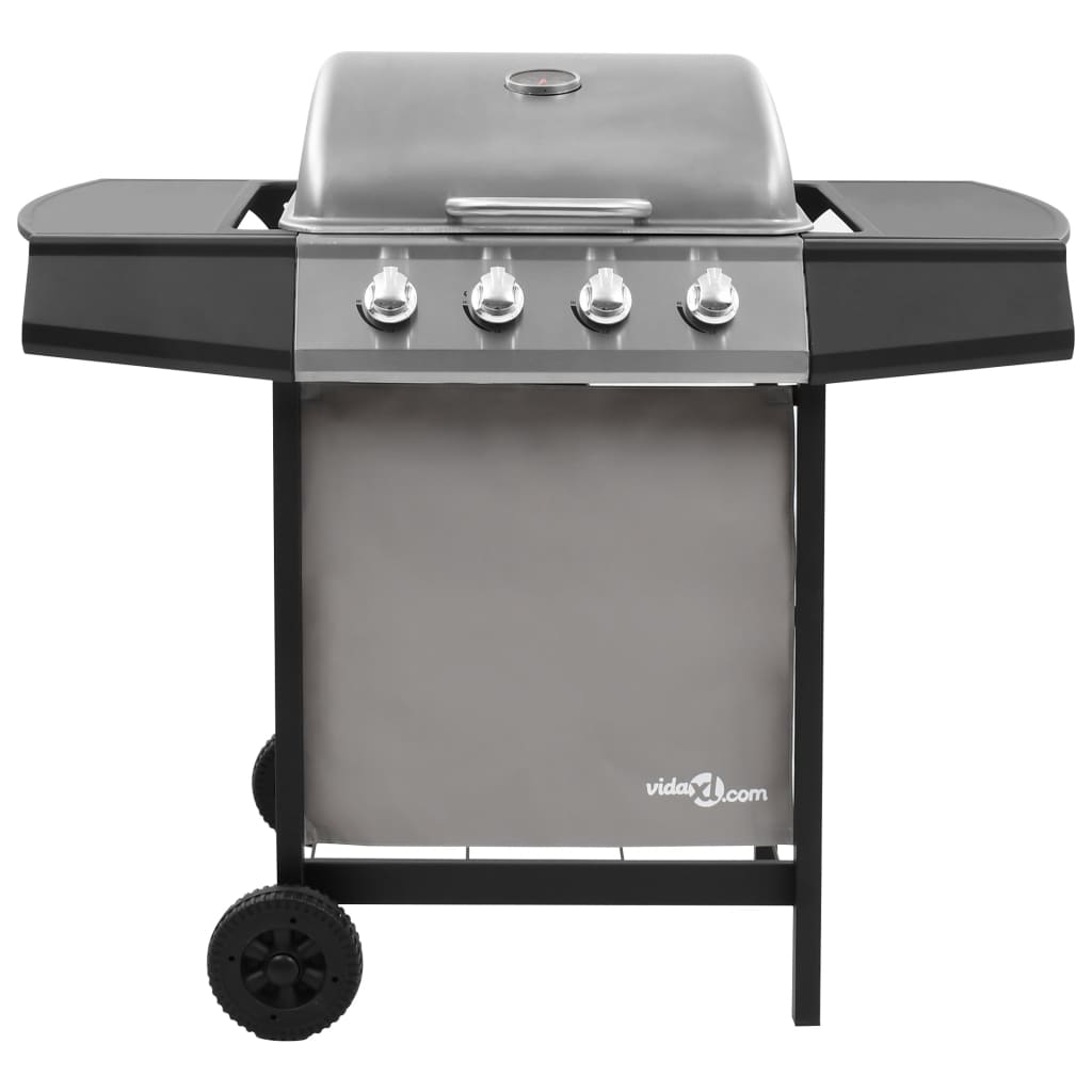 Vidaxl GasbarBecue avec 4 brûleurs de couleur noire et argentée