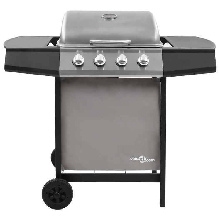 Vidaxl GasbarBecue avec 4 brûleurs de couleur noire et argentée