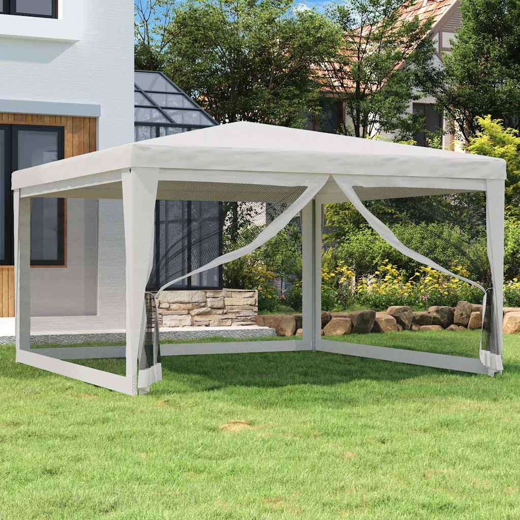 Tente de fête VidaXL avec 4 parois latérales en maille 4x4 m blanc