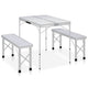 Table de camping vidaxl pliable avec 2 bancs en aluminium blanc