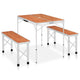 Table de camping vidaxl pliable avec 2 bancs en aluminium brun