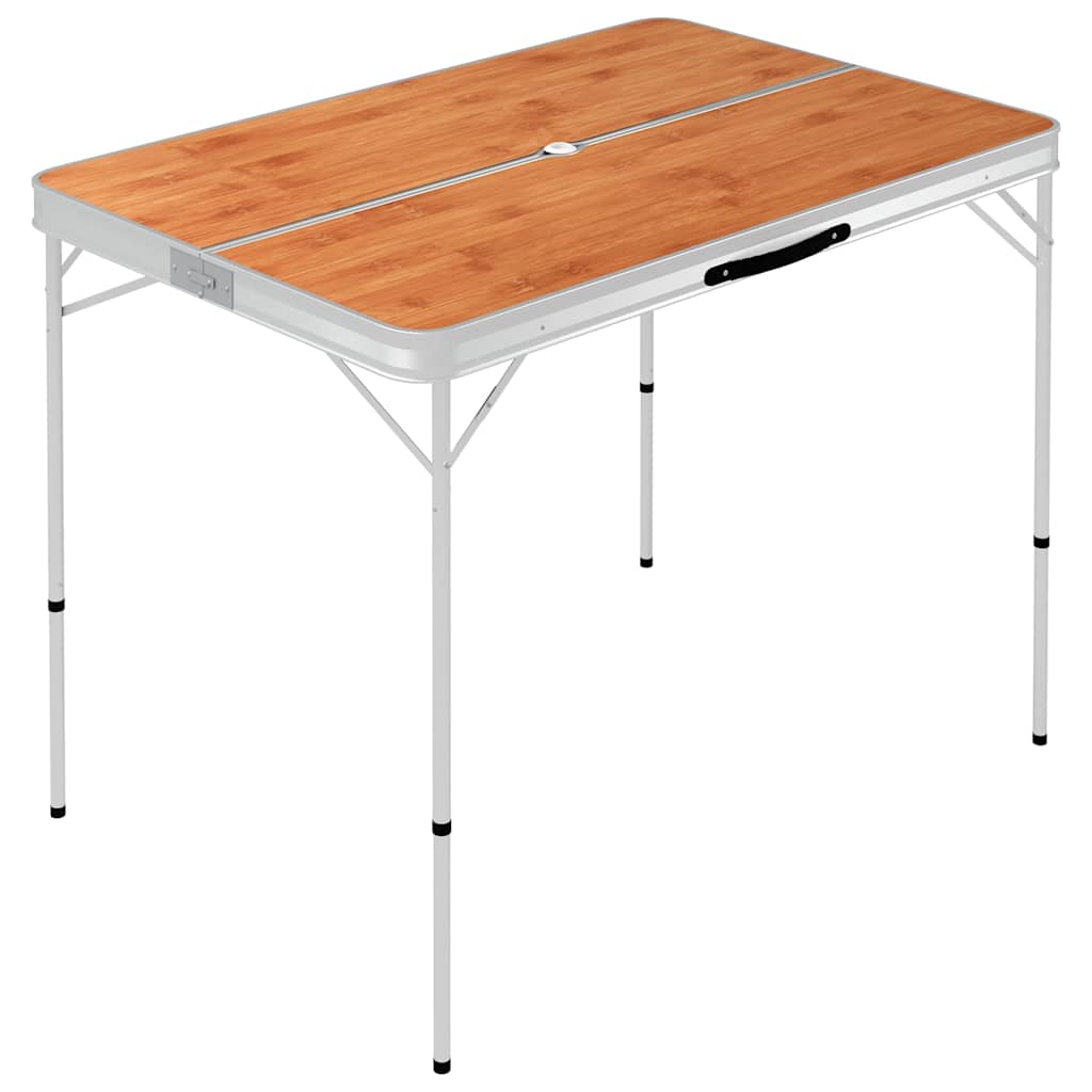 Table de camping vidaxl pliable avec 2 bancs en aluminium brun