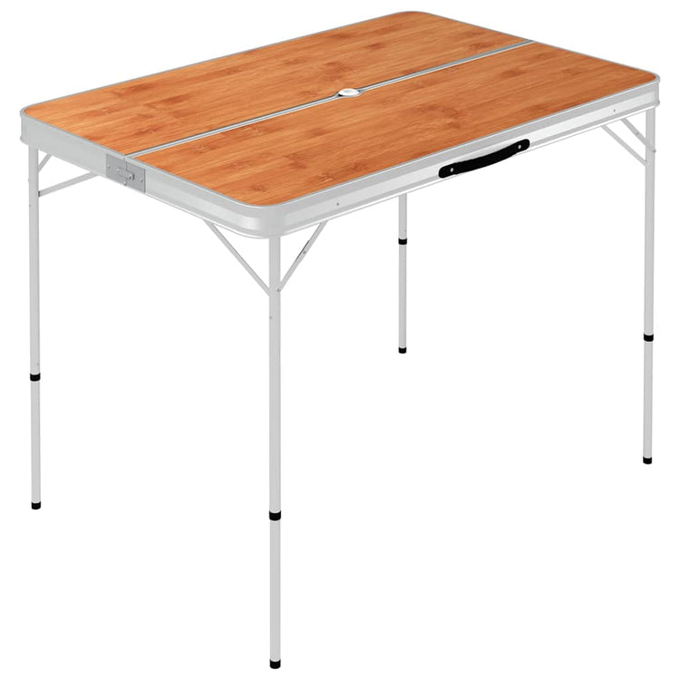 Table de camping vidaxl pliable avec 2 bancs en aluminium brun