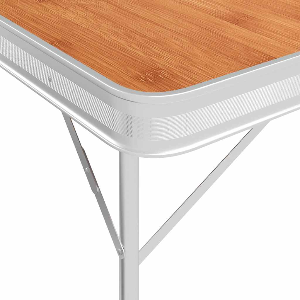 Table de camping vidaxl pliable avec 2 bancs en aluminium brun