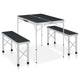 Table de camping vidaxl pliable avec 2 bancs gris en aluminium