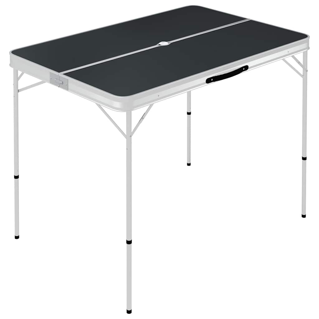 Table de camping vidaxl pliable avec 2 bancs gris en aluminium