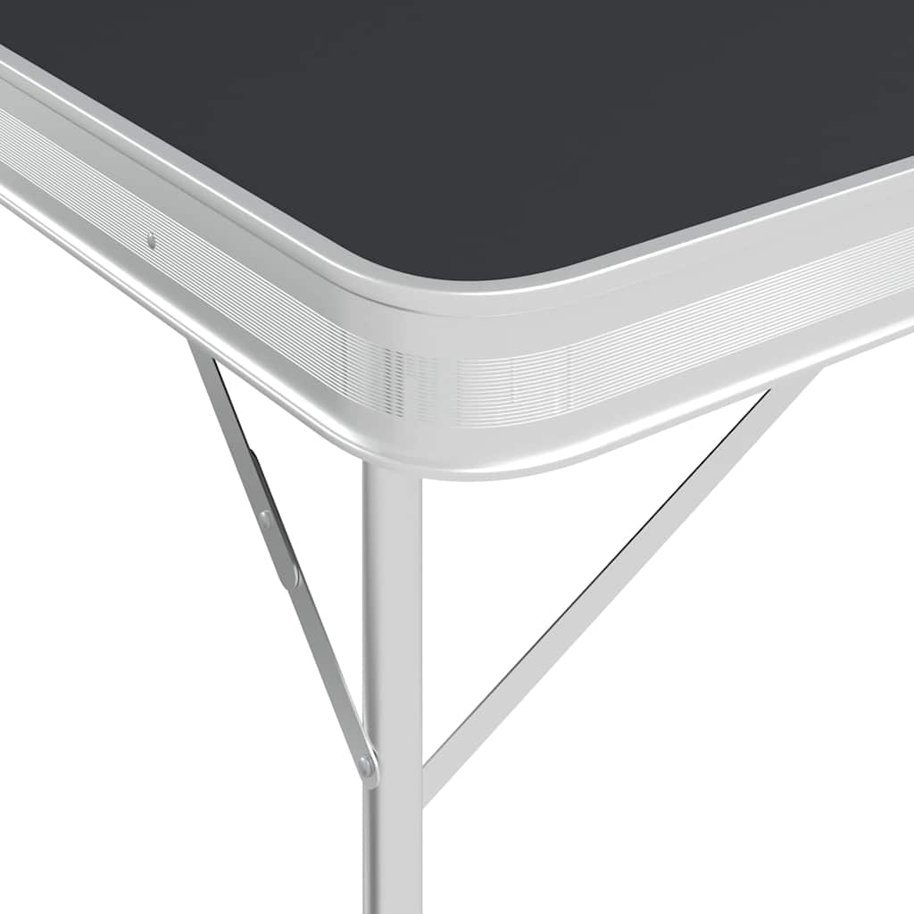 Table de camping vidaxl pliable avec 2 bancs gris en aluminium