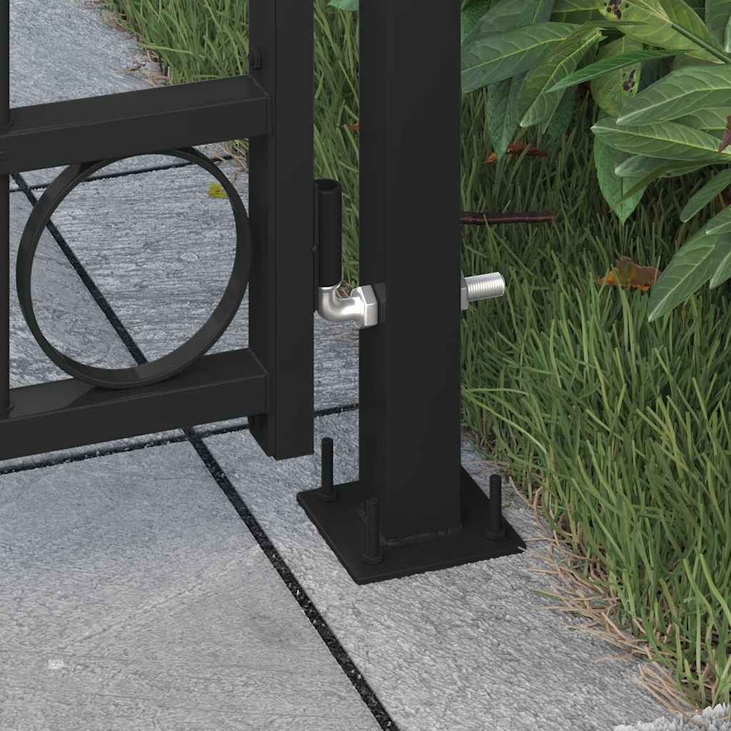 Port vidaxl avec haut courbe et 2 poteaux 105x204 cm noir