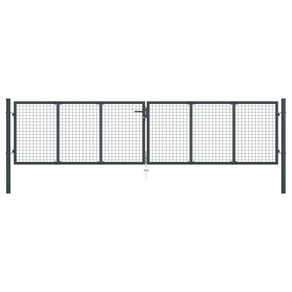Vidaxl Gaaspoort 400x150 cm Gray en acier galvanisé