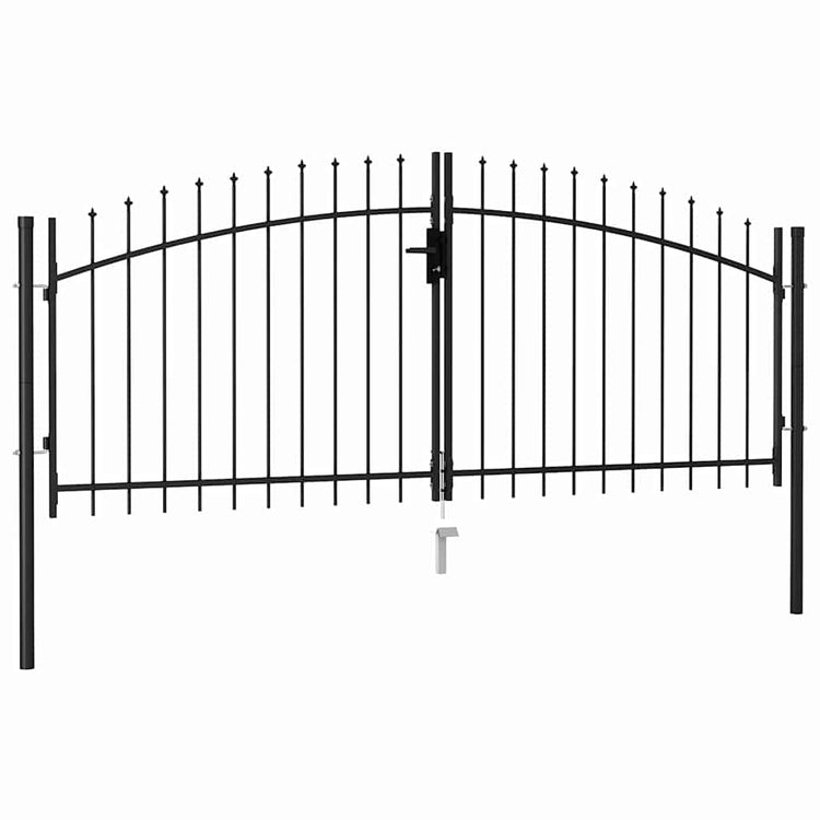 Port vidaxl avec top pointu double 3x1,25 m en acier noir