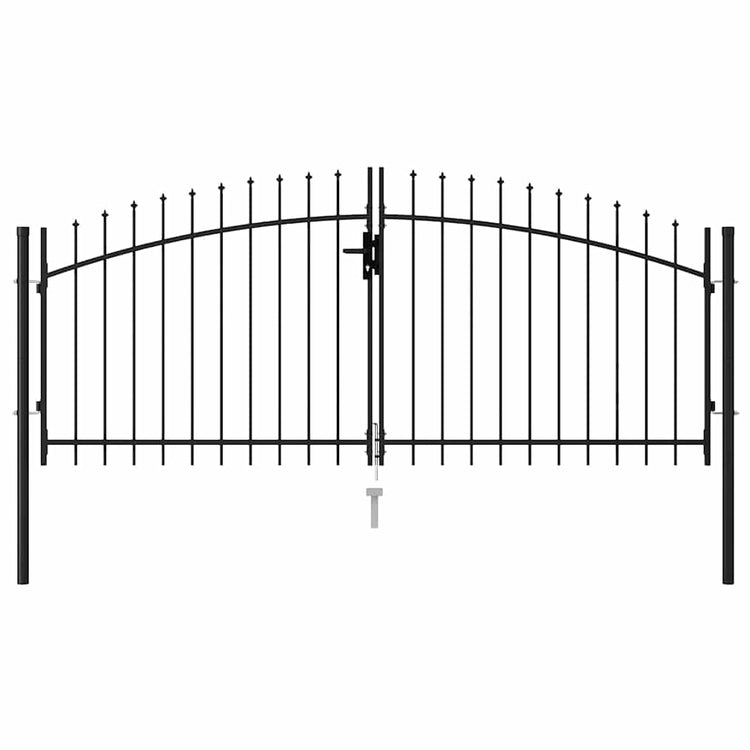 Port vidaxl avec top pointu double 3x1,25 m en acier noir