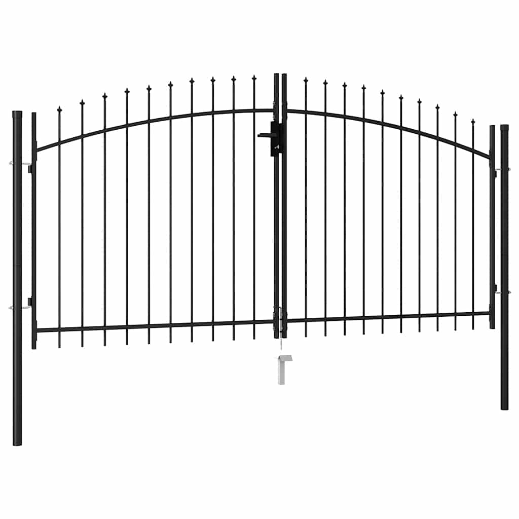 Port vidaxl avec top pointu double 3x1,5 m en acier noir