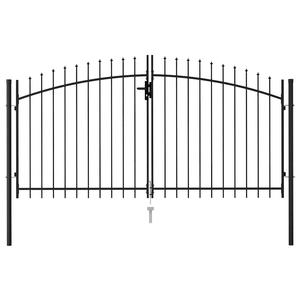 Port vidaxl avec top pointu double 3x1,5 m en acier noir
