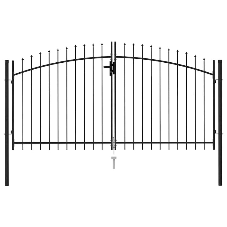 Port vidaxl avec top pointu double 3x1,5 m en acier noir