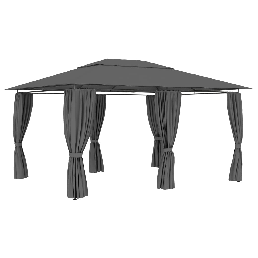 Vidaxl Garden Pavilion avec rideaux 4x3 m anthracite
