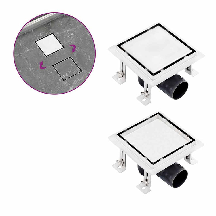 Vidage de douche Vidaxx avec couvercles 2 en 1 15x15 cm en acier inoxydable