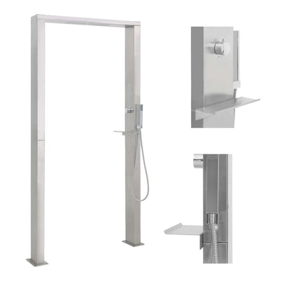 Douche extérieure vidaxl avec double jets d'acier inoxydable