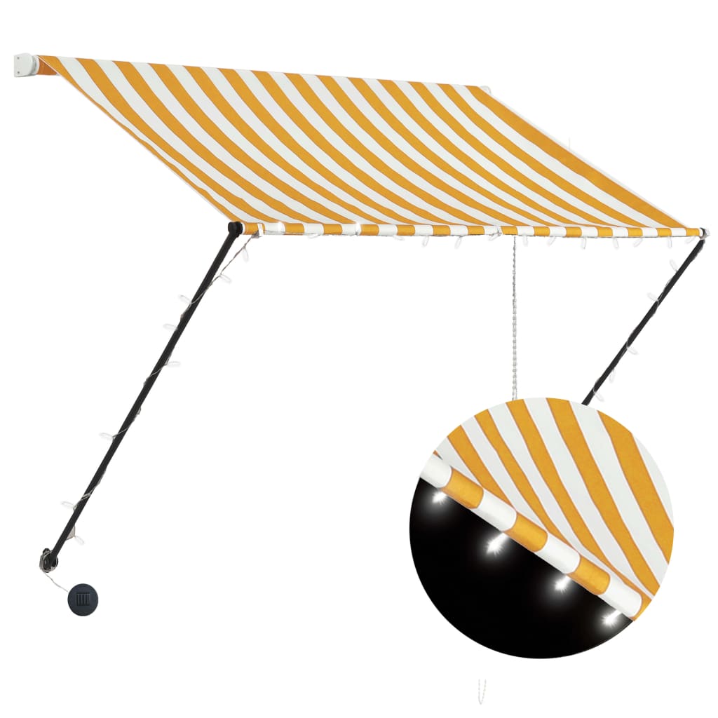 Vidaxl luifel extensible avec LED 200x150 cm jaune et blanc
