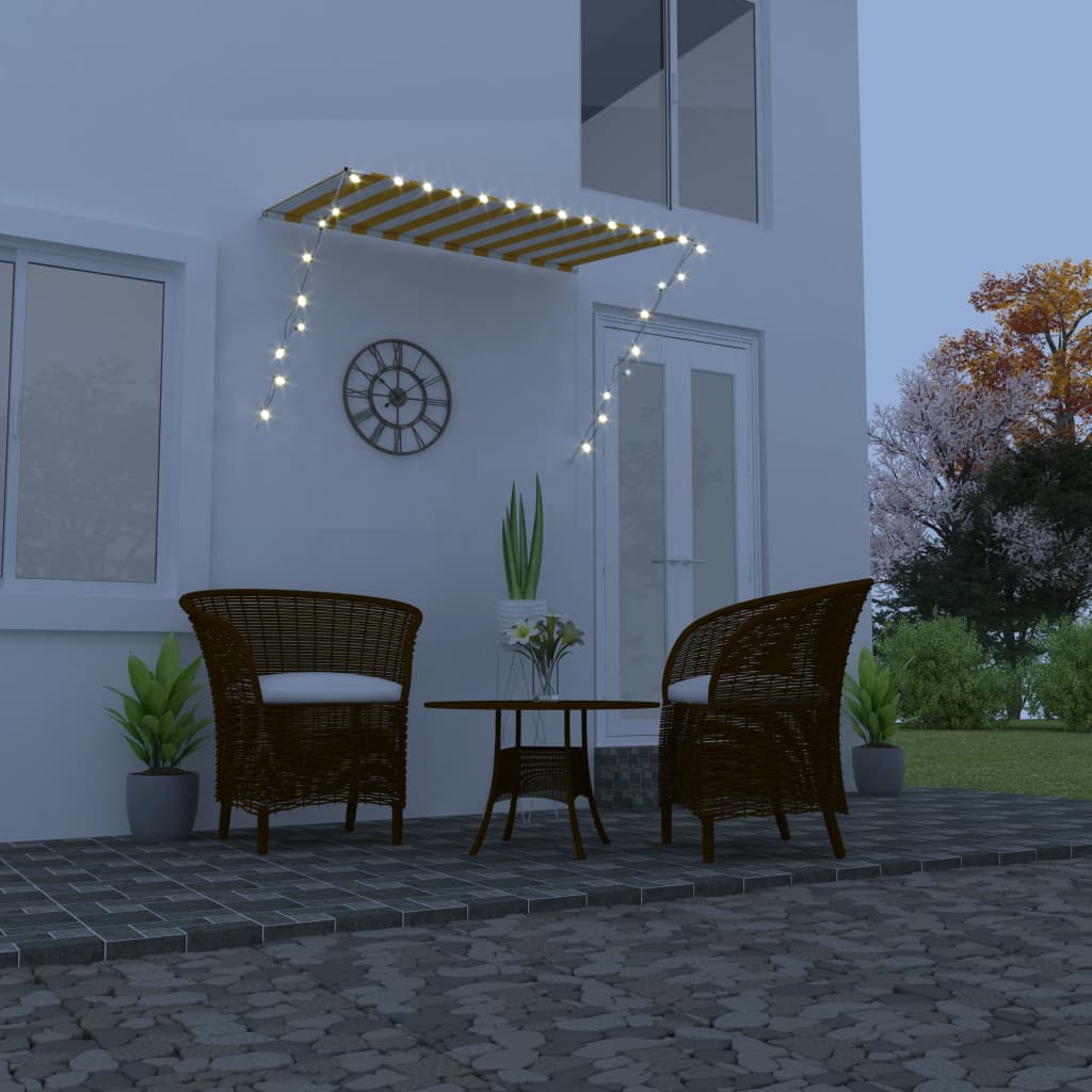 Vidaxl luifel extensible avec LED 200x150 cm jaune et blanc