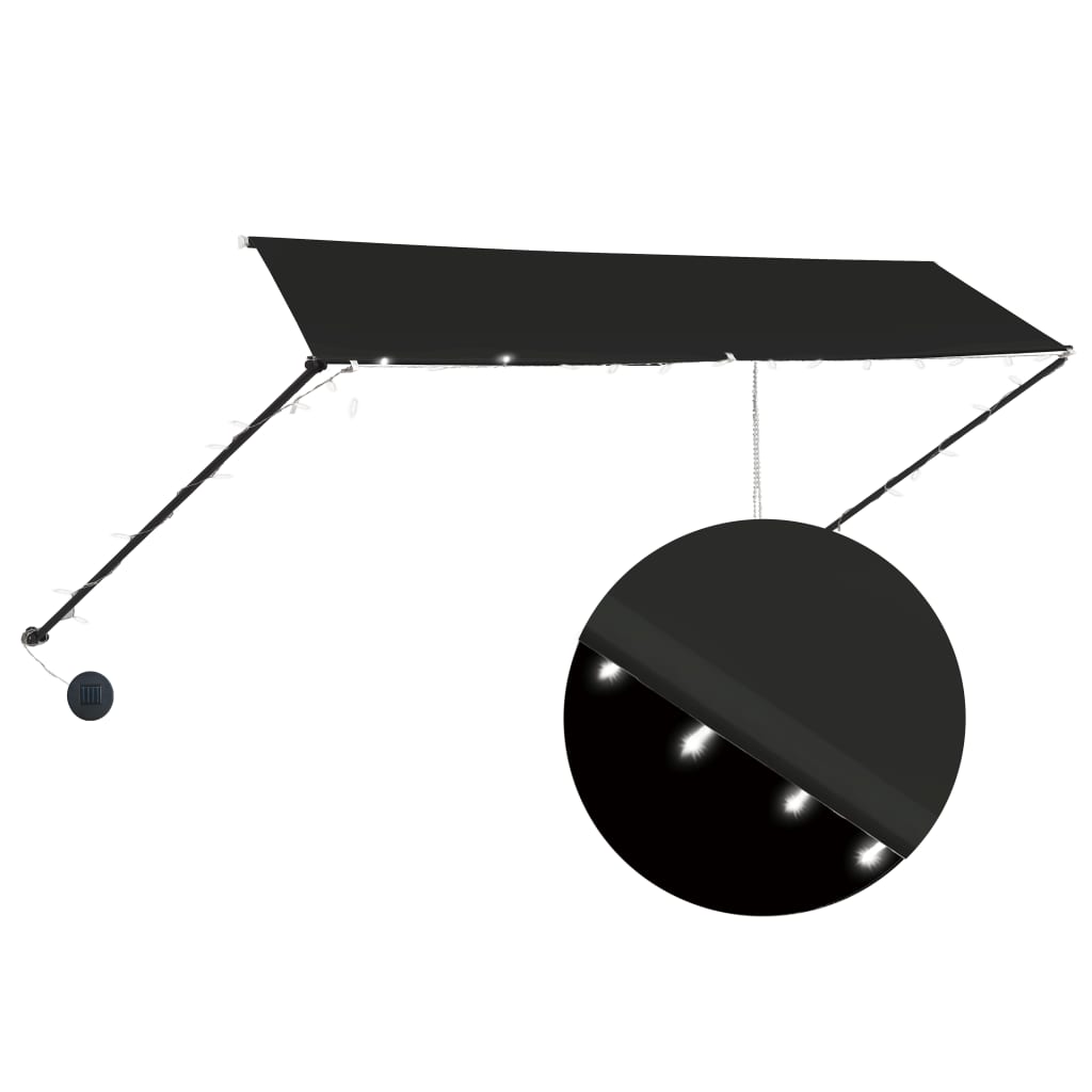 Vidaxl luifel extensible avec LED 350x150 cm anthracite