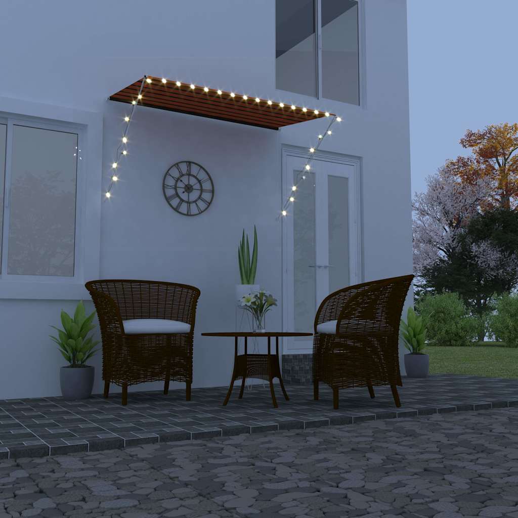 Vidaxl Luifel extensible avec LED 250x150 cm orange et marron