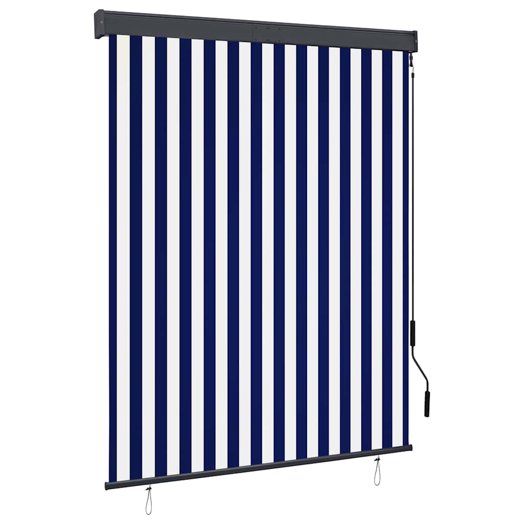 Vidaxxl store enrouleur extérieur 140x250 cm bleu et blanc