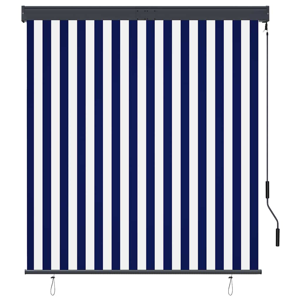 Vidaxxl store enrouleur extérieur 140x250 cm bleu et blanc