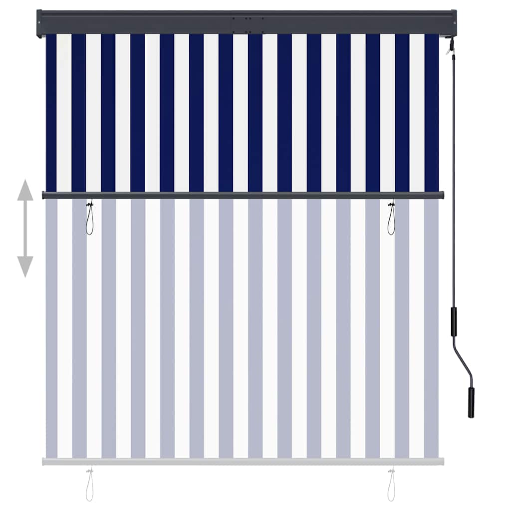 Vidaxxl store enrouleur extérieur 140x250 cm bleu et blanc