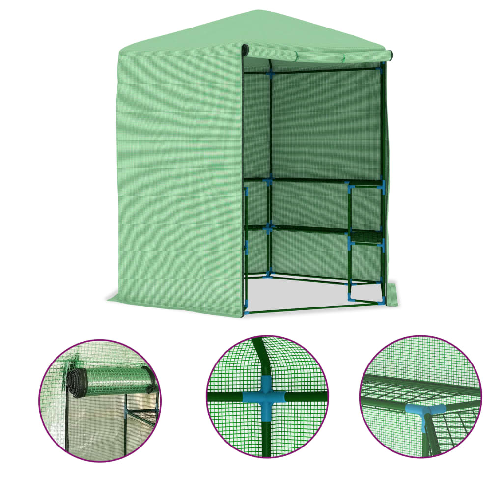 Vidaxl tuinkas avec étagères 227x223 cm en acier
