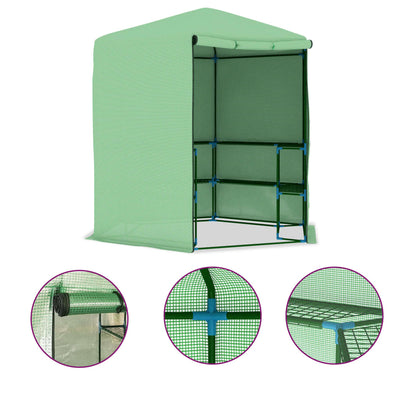 Vidaxl tuinkas avec étagères 227x223 cm en acier
