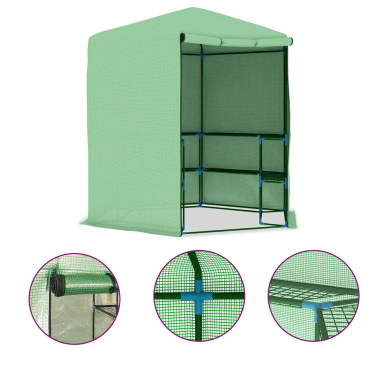 Vidaxl tuinkas avec étagères 227x223 cm en acier