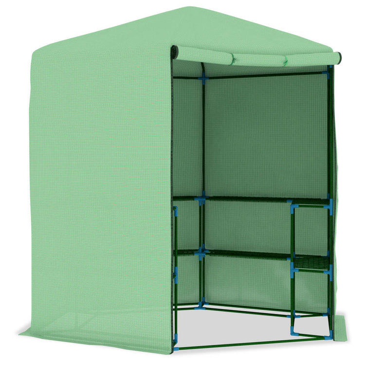 Vidaxl tuinkas avec étagères 227x223 cm en acier