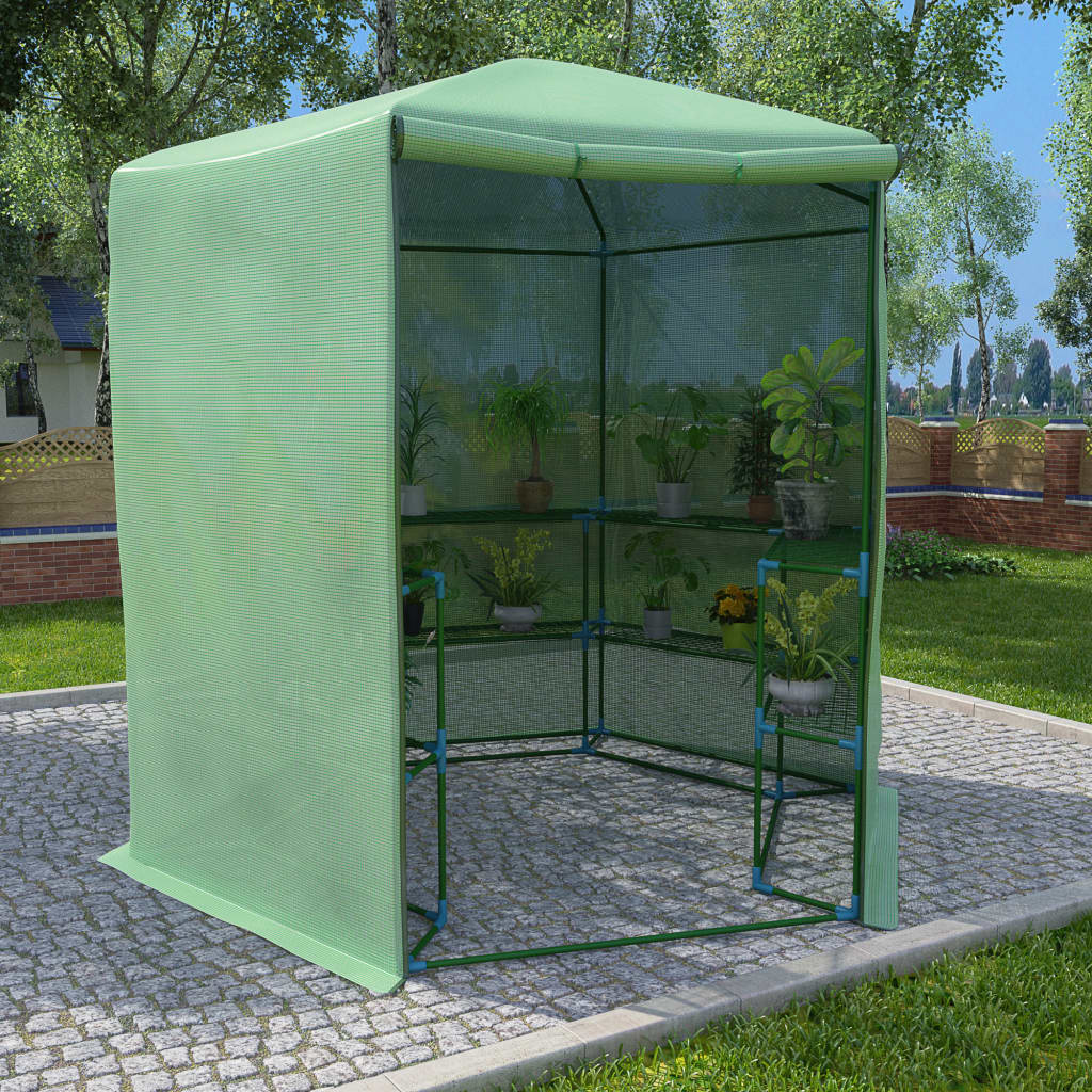 Vidaxl tuinkas avec étagères 227x223 cm en acier