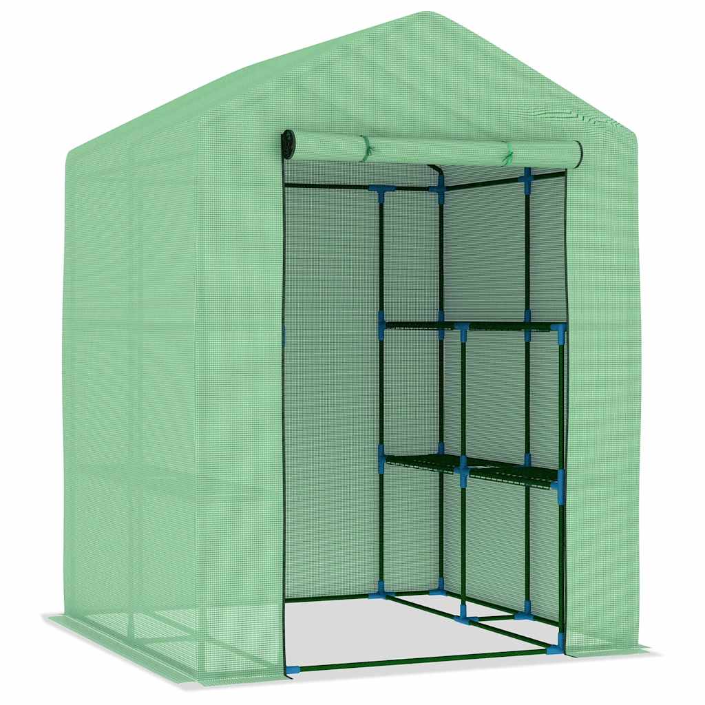 Vidaxl tuinkas avec étagères 143x143x195 cm en acier