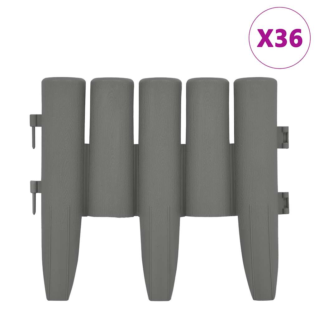 Vidaxl Gazon Arêtes 36 st 10 m pp gris