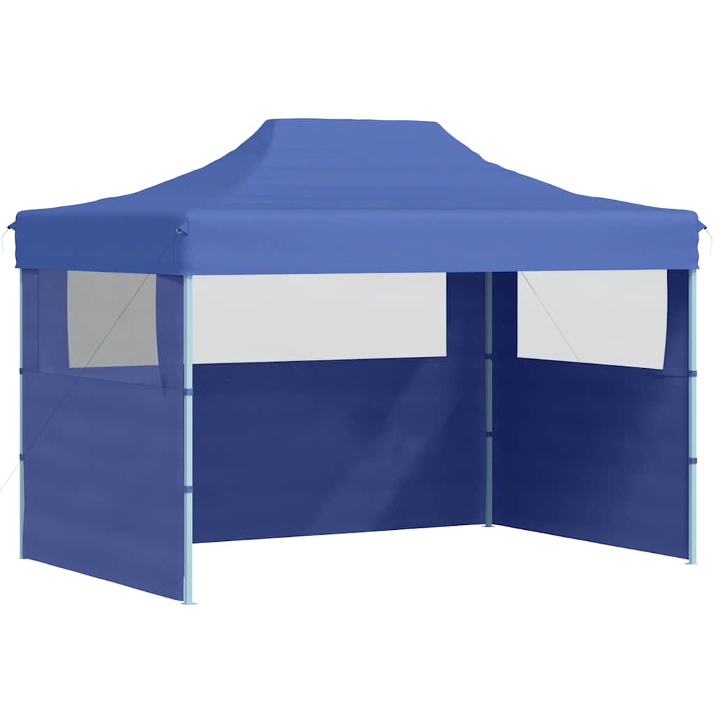 Tente de fête vidaxl avec 3 murs latéraux pliables 3x4 m bleu en acier