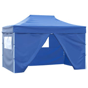Tente de fête vidaxl avec 4 murs latéraux pliables 3x4 m bleu en acier - afbeelding 1