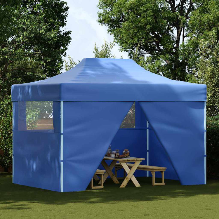 Tente de fête vidaxl avec 4 murs latéraux pliables 3x4 m bleu en acier