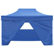 Tente de fête vidaxl avec 4 murs latéraux pliables 3x4 m bleu en acier - afbeelding 3